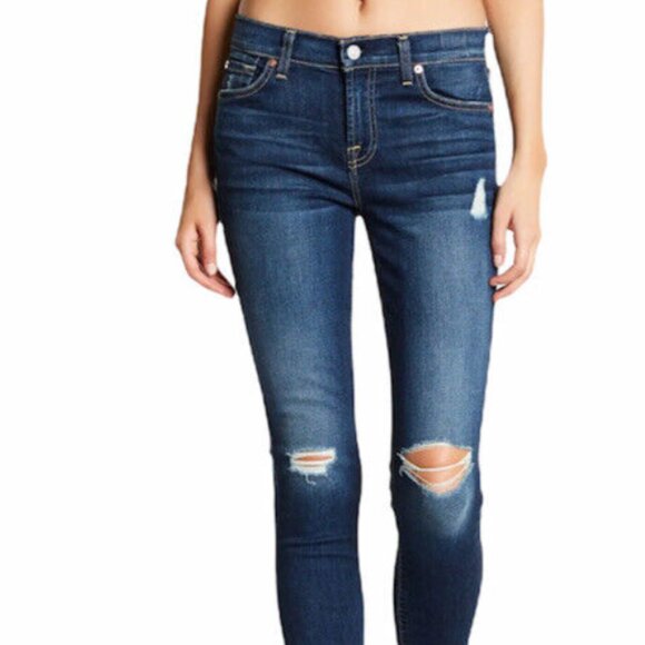 7 For All Mankind Women's Gwenevere Ankle Skinny Mid Rise Jean - Picture 1 of 12